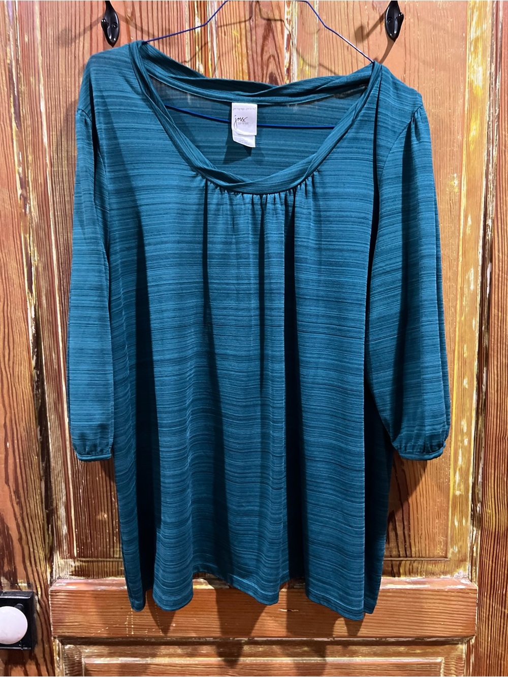 Just My Size Teal Striped Scoop Neck Tunic